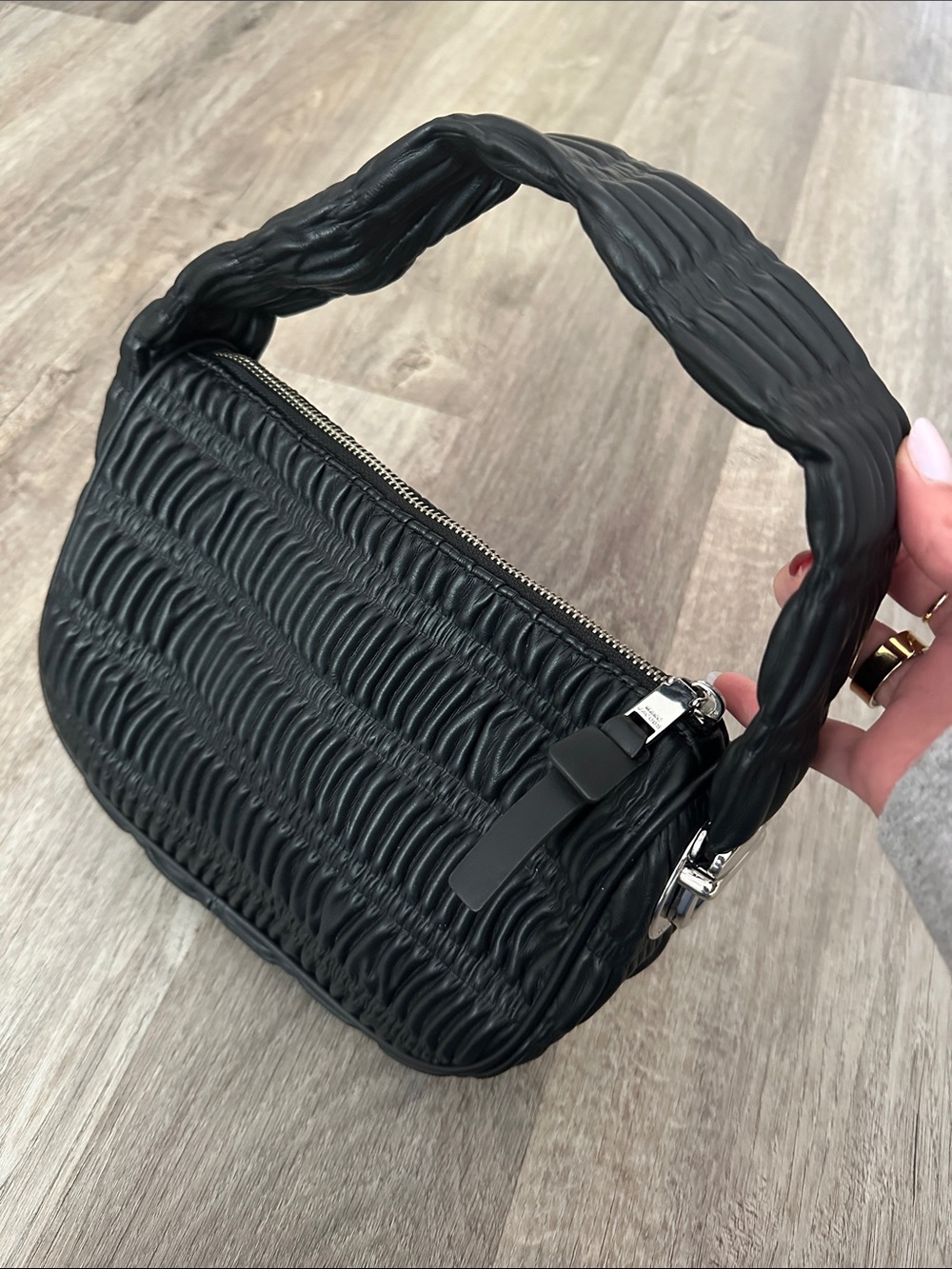 Marc Jacobs Black Ruched Mini Pushlock Hobo Shoulder Bag